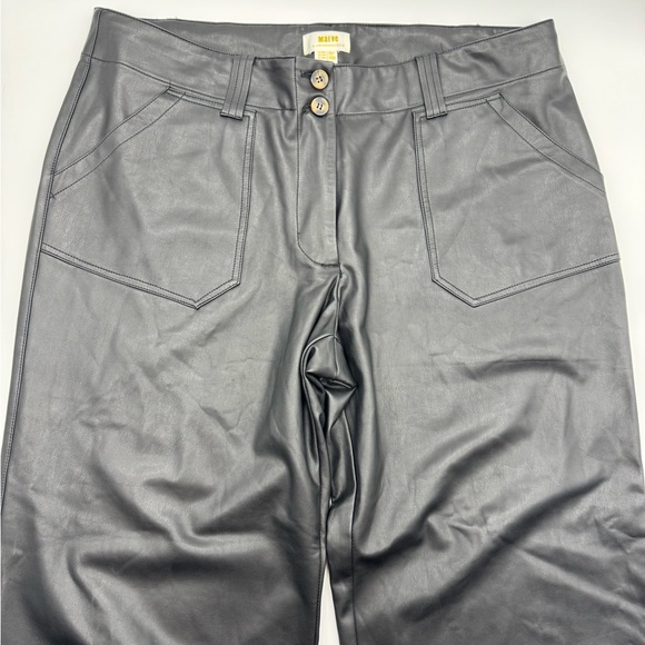 Anthropologie Maeve Naomi Faux Leather Black Wide-Leg Pants, Size 16W - Picture 8 of 16